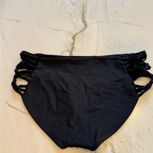 Black Bikini bottoms with knotted sides. Moderate/full back coverage